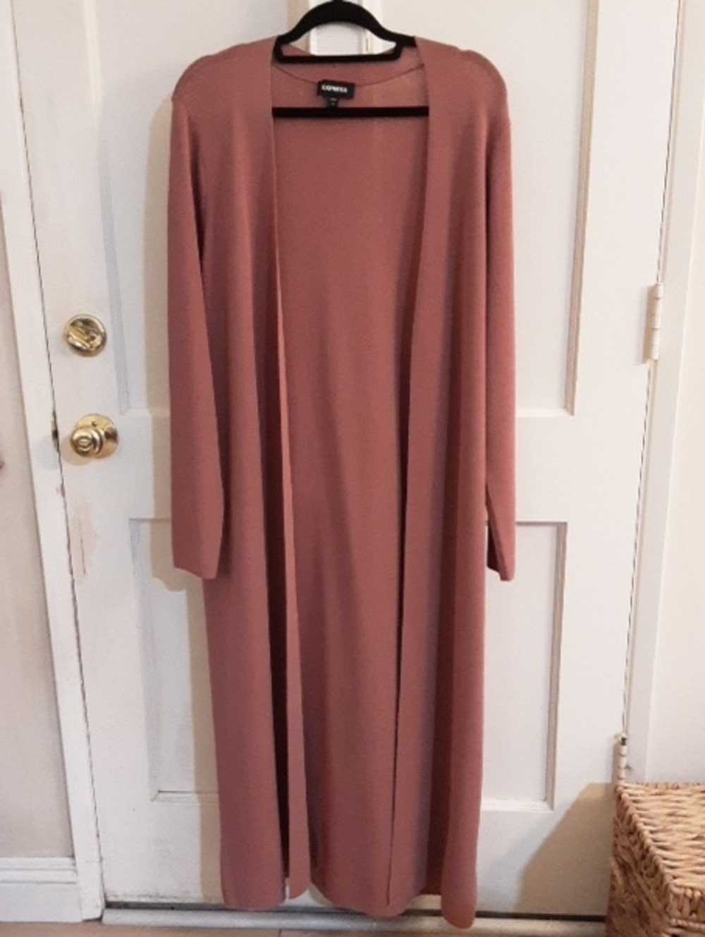Express Dusty Rose Open-Front Long Cardigan